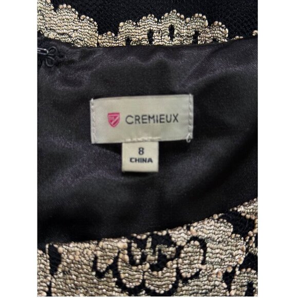 Cremieux Metallic Lace Long Sleeve Sheath Dress Black Gold Size 8 - Picture 2 of 6